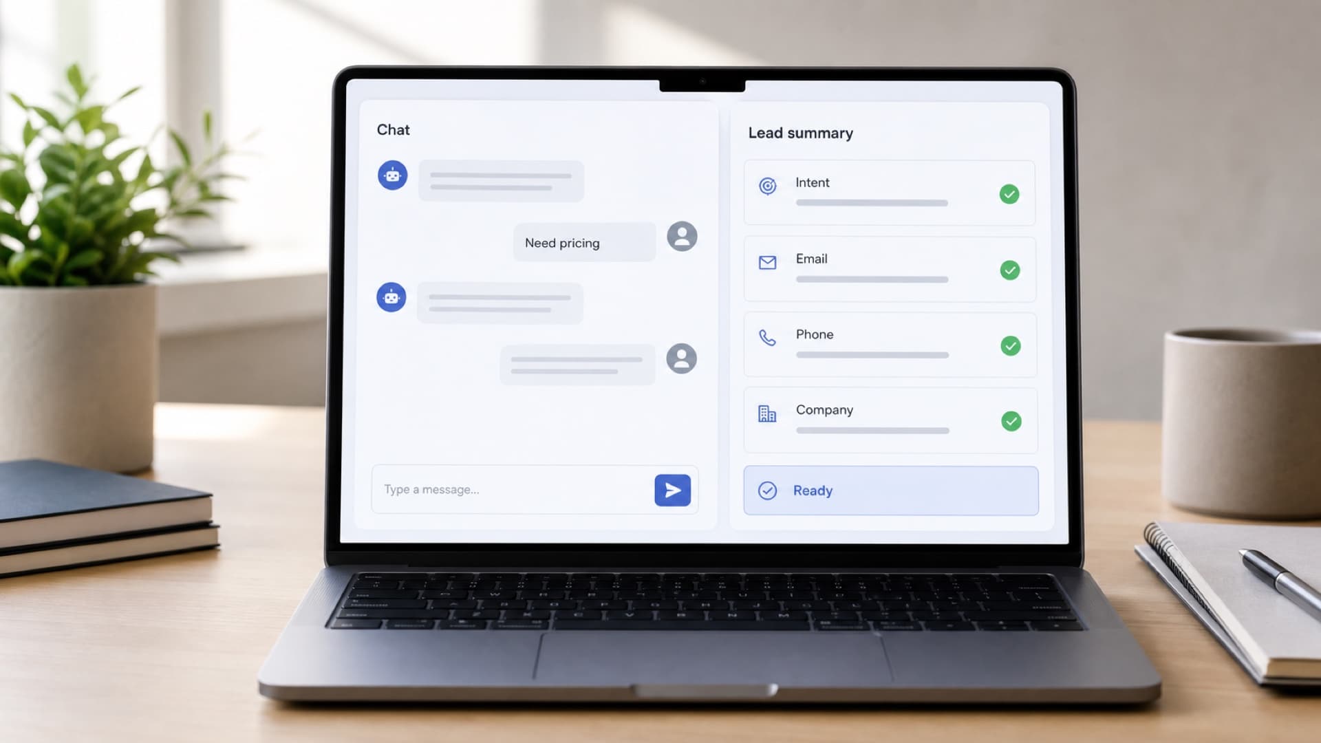 Chatbot Data Collection for Website Leads